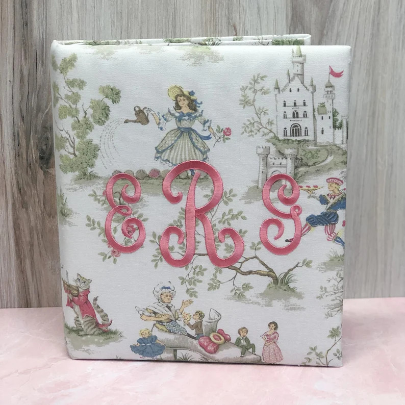 Baby Memory Book in Nursery Theme Toile// Over the Moon Fairy Tale Baby Record Book, Personalized... | Etsy (US)