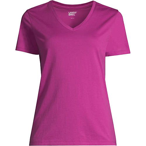 Women's Relaxed Supima Cotton Short Sleeve V-Neck T-Shirt | Lands' End (US)