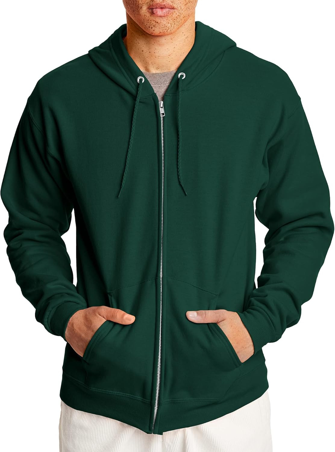 Hanes Men's Hoodie, EcoSmart Fleece Zip-Front Hooded Sweatshirt, Cotton-Blend Fleece Hooded Sweat... | Amazon (US)