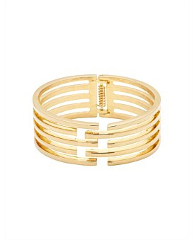 David Jones David Lawrence Brick Hinge Bangle in Gold | David Jones (Australia & New Zealand)