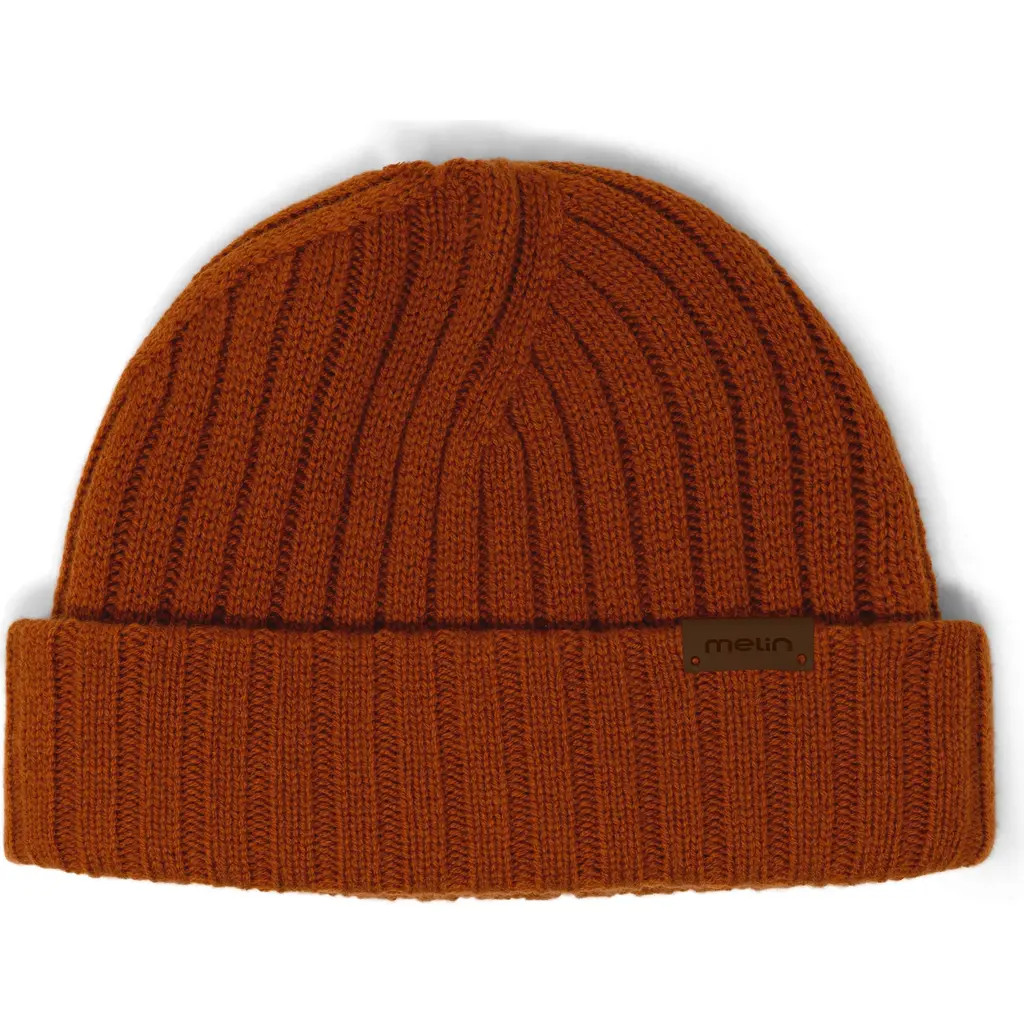 Melin All Day Cuff Wool & Cashmere Rib Beanie in Tobacco at Nordstrom | Nordstrom