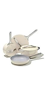 Caraway Nonstick Ceramic Cookware Set (12 Piece) Pots, Pans, Lids and Kitchen Storage - Non Toxic... | Amazon (US)