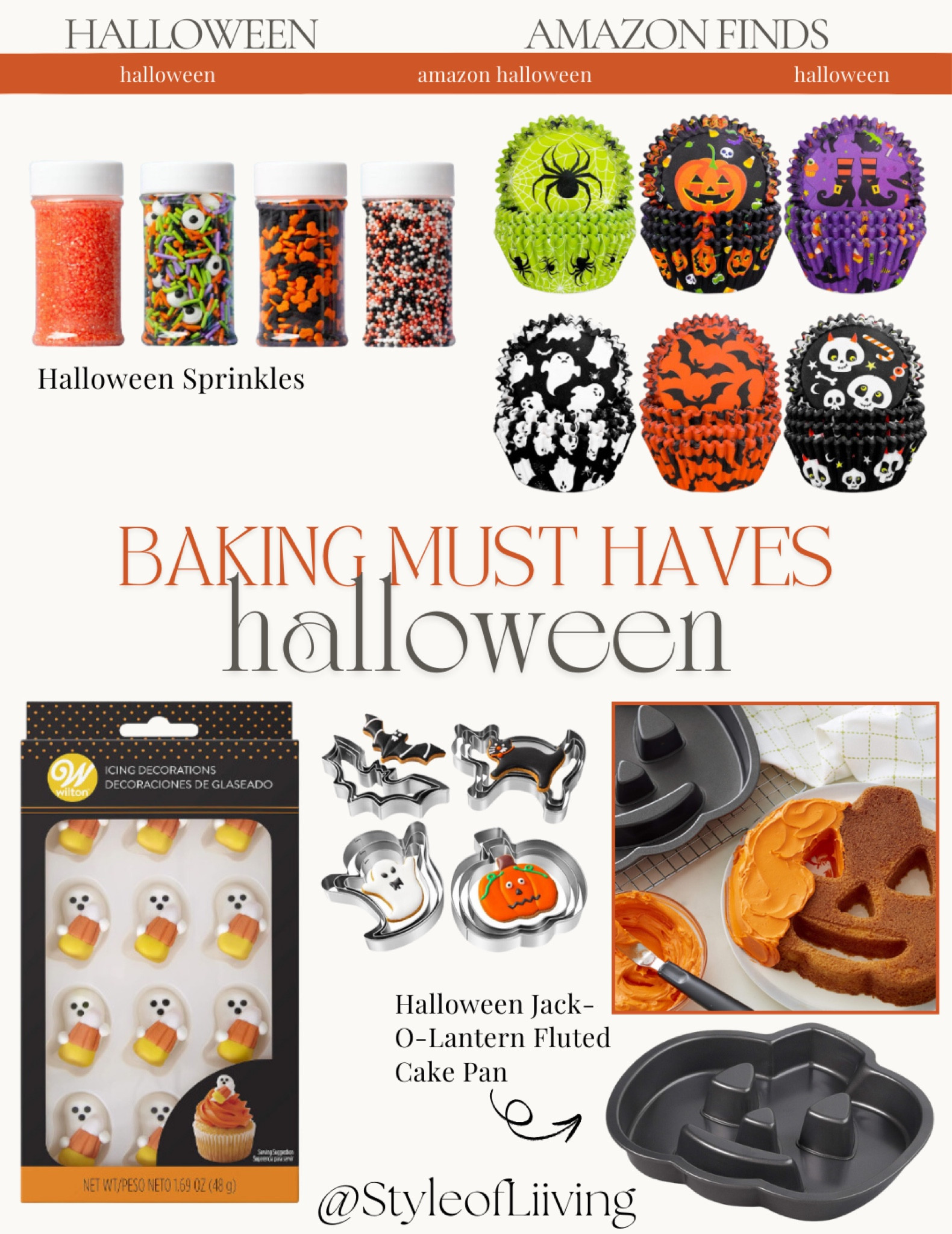 Sprinkles, cupcake liners, cookie cutters, baking pan, candy corn. Halloween baking must-haves #Halloween2024

#LTKSeasonal #LTKHome #LTKHalloween