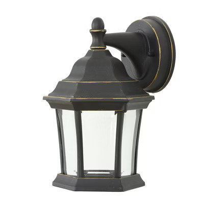 LuxenHome Black with Gold Metal Outdoor Wall Light | Target
