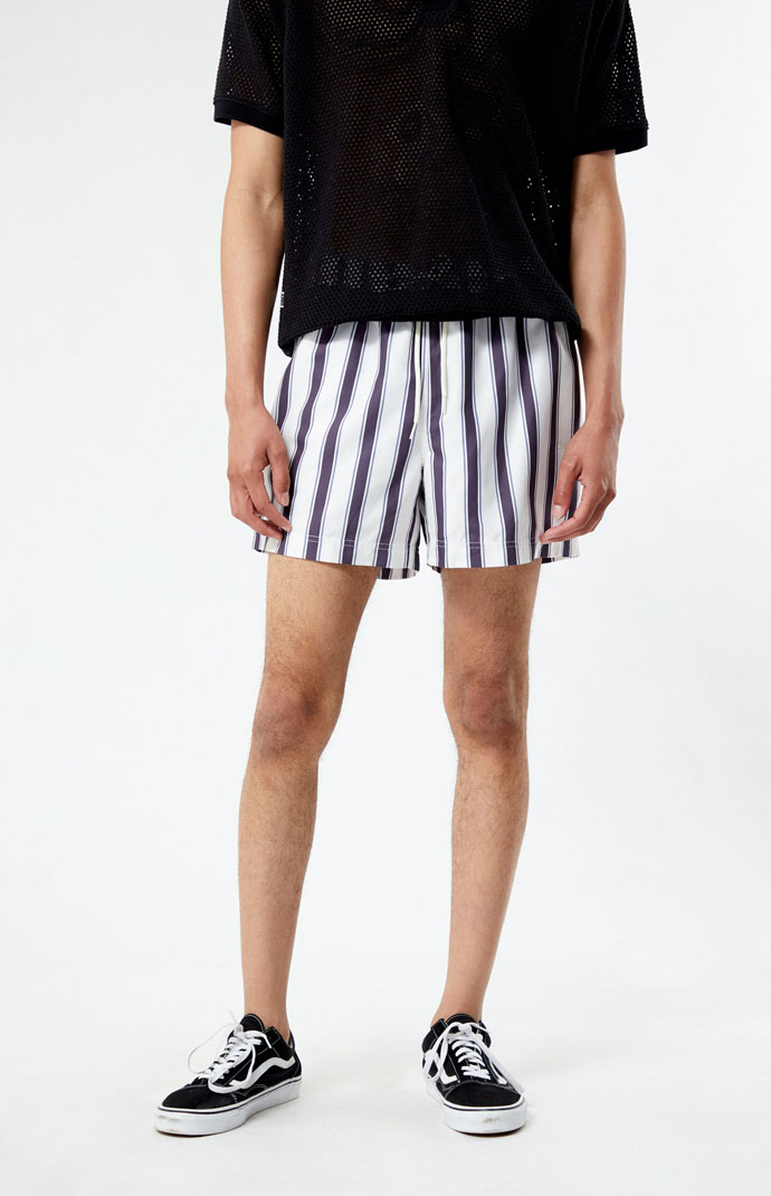 PacSun Charcoal Stripe 4.5 Swim Trunks | PacSun