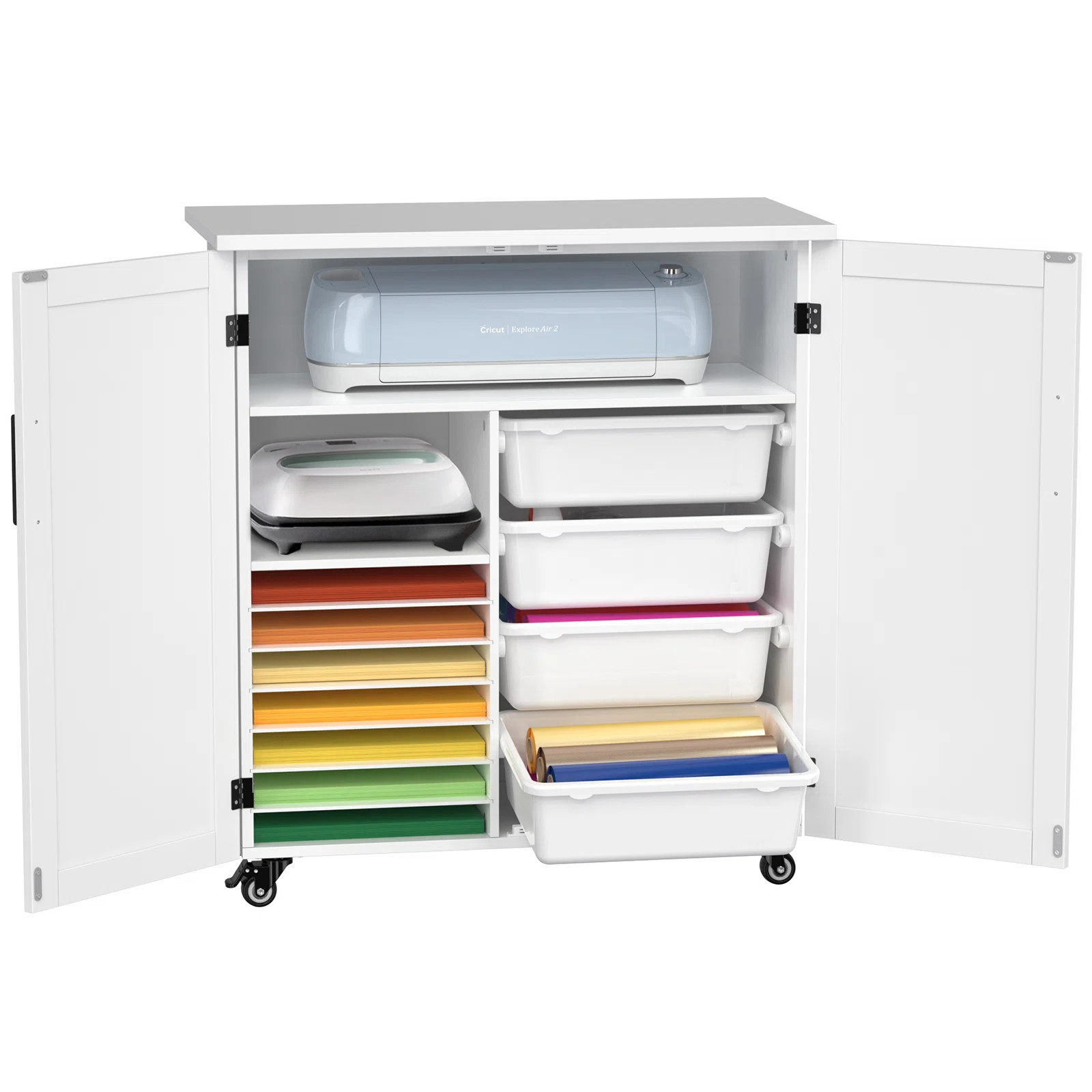 31.6'' x 15.8'' Crafting Storage Cabinet with Wheels | Wayfair North America