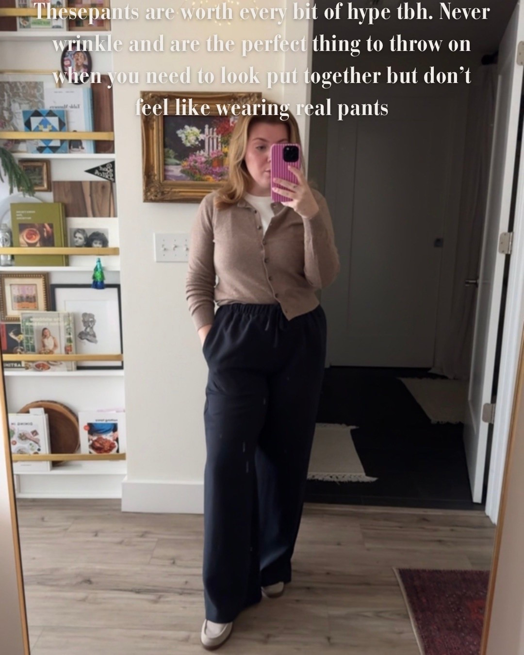 These pants are worth every bit of the hype tbh. They never wrinkle and are my go-to when I need to look put together but absolutely do not feel like wearing real pants. Corporate girlie approved 🤝

Perfect for work, travel, or those mornings when you need an outfit that looks polished with basically zero effort. Linked here 🤍

Aritzia lodge pants 

#LTKdayinmylife #LTKMidsize #LTKWorkwear