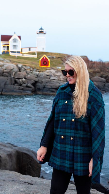 Love this wool Blackwatch plaid cape. So chic and perfect for holiday travels.

#LTKmidsize #LTKover40 #LTKHoliday