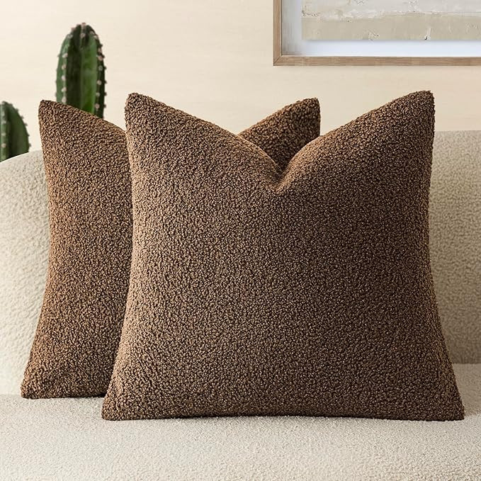 Foindtower Pack of 2, Curly Faux Fur Decorative Throw Pillow Covers Soft Fuzzy Plush Cushion Case... | Amazon (US)