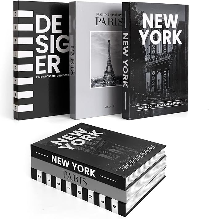 Designer Books Decor Set of 3, Decorative Books for Home Decor, Coffee Table Books Decor | Book D... | Amazon (US)