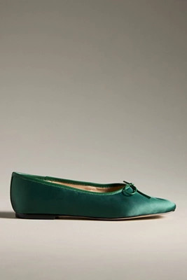 Maeve Satin Square-Toe Ballet Flats | Anthropologie (US)