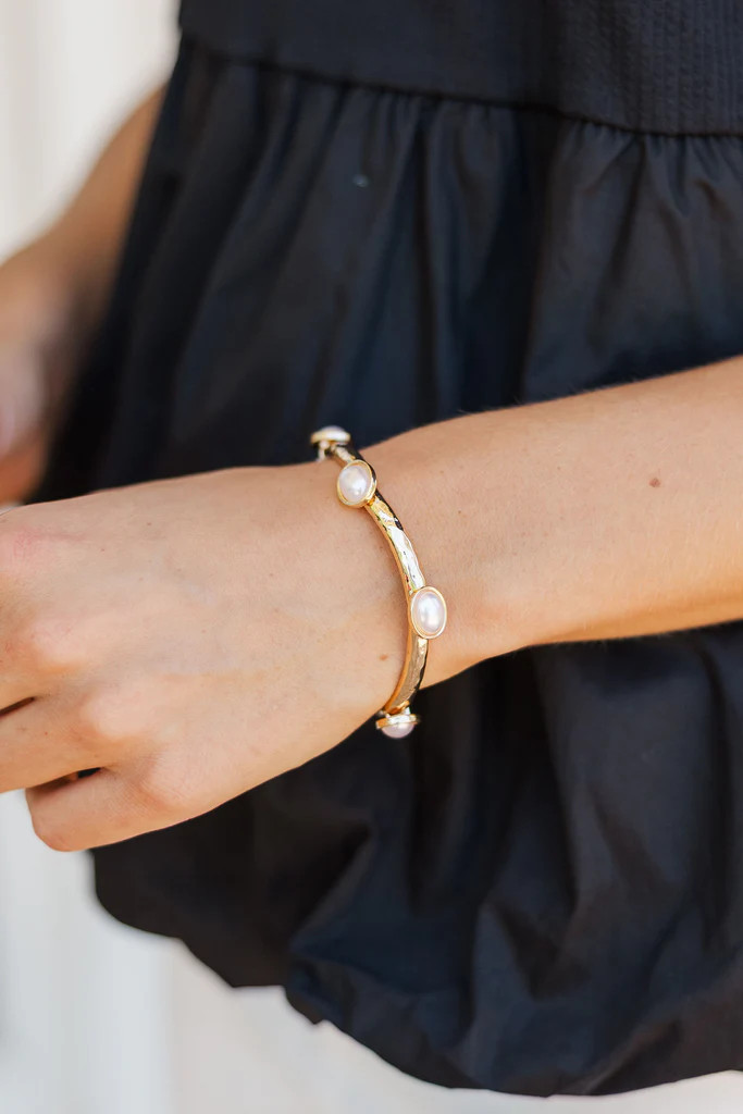 All For It Gold Pearl Studded Bracelet | The Mint Julep Boutique
