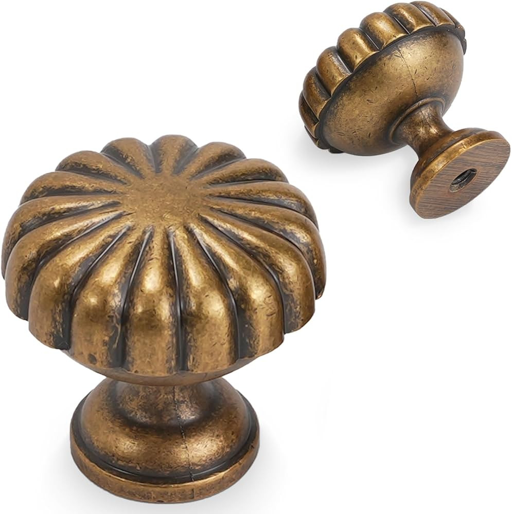 10 Pack Antique Brass Kitchen Cabinet Knobs Vintage Drawer Knobs Aged Bronze Kitchen Cabinet Hard... | Amazon (US)