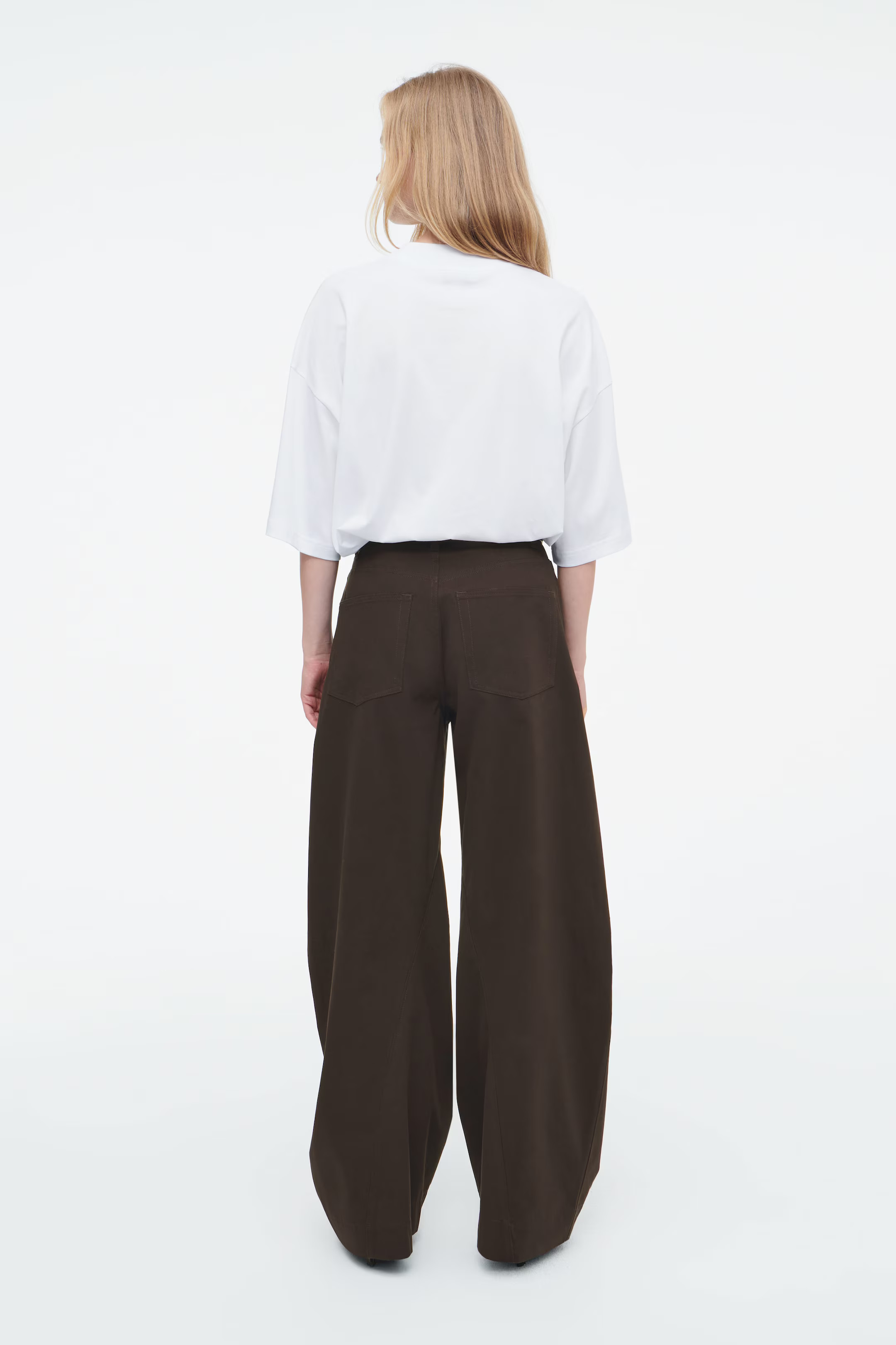 DECONSTRUCTED COTTON BARREL-LEG PANTS - DARK BROWN | COS (AU)