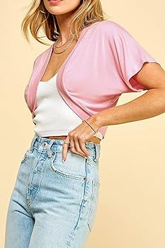 Lock and Love Women's Versatile Open Front Lightweight Short Sleeve Bolero Shrug | Amazon (US)