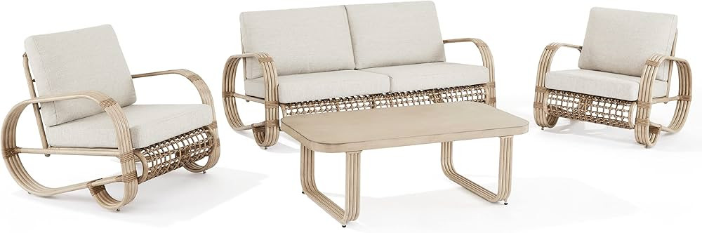 Ulax Furniture Outdoor Sectional Conversation Sofa Set Collection 4-Piece Aluminum Cushioned Chai... | Amazon (US)