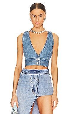 LEVI'S Raine Denim Crop Top in Check Yourself 2 from Revolve.com | Revolve Clothing (Global)