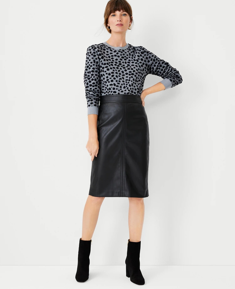Seamed Faux Leather Pencil Skirt | Ann Taylor (US)