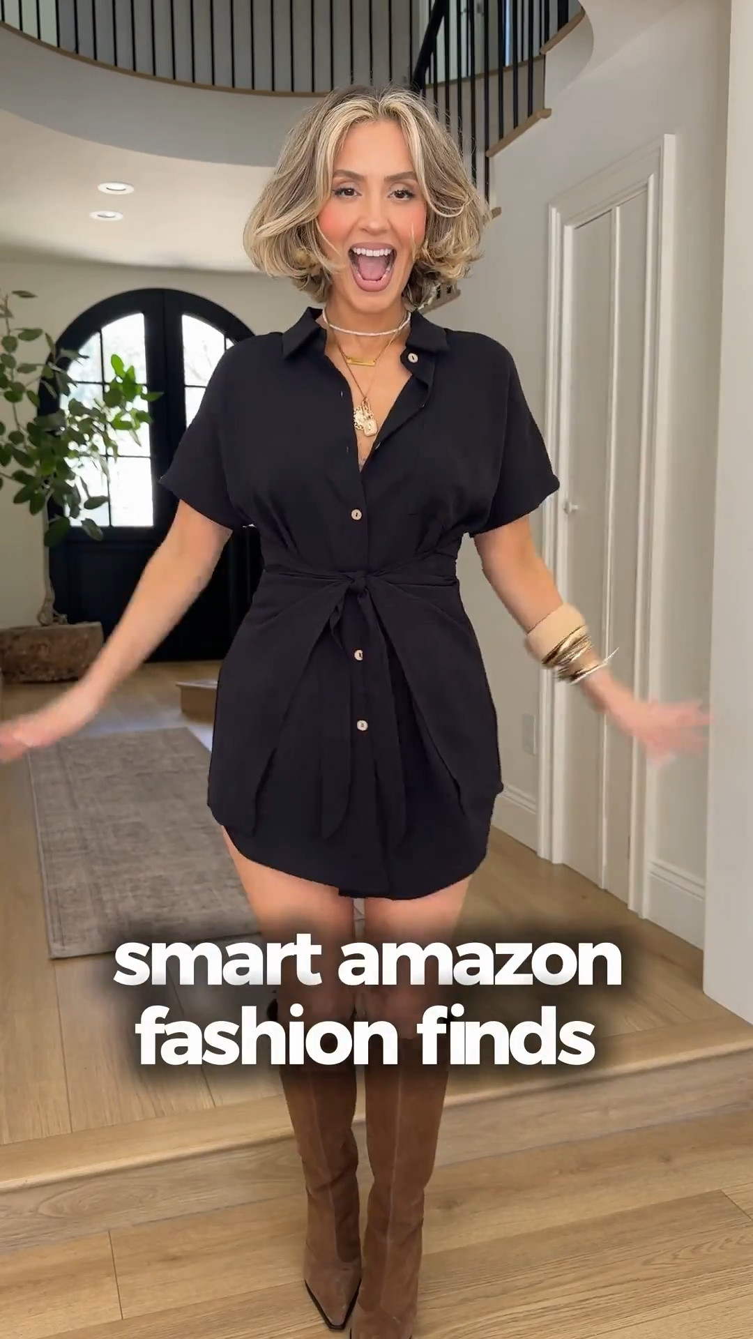 Smart Amazon finds that just make sense! 🤌🏼✨ We’re talking cute pieces that do a little more than just look good! A dress you can style two ways, a jumpsuit with the most genius bathroom-friendly design, and cardigans that double as dresses! Fashion that’s cute, clever, and actually practical? Yes, please! 🙌🏼🤎

Wearing small in everything!