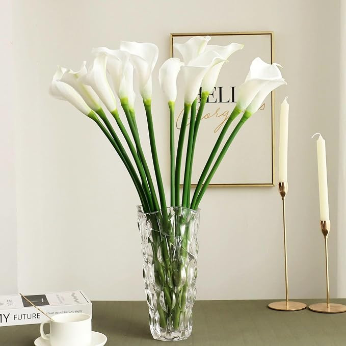 12 Piece 26" Calla Lily Artificial Flowers,Real Touch Long Stem Faux Calla Lillies for Tall Vases... | Amazon (US)