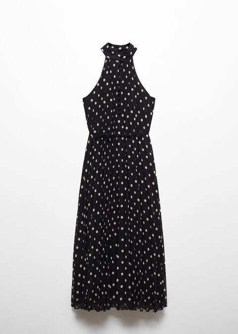 Polka-dot pleated dress -  Women | Mango USA | MANGO (US)