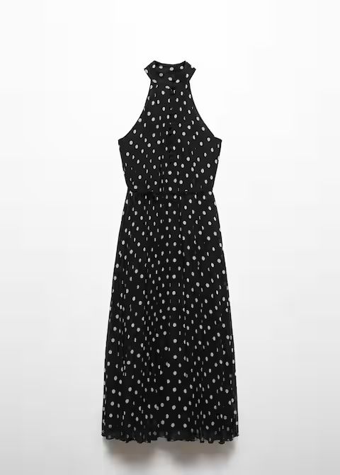 Polka-dot pleated dress -  Women | Mango USA | MANGO (US)