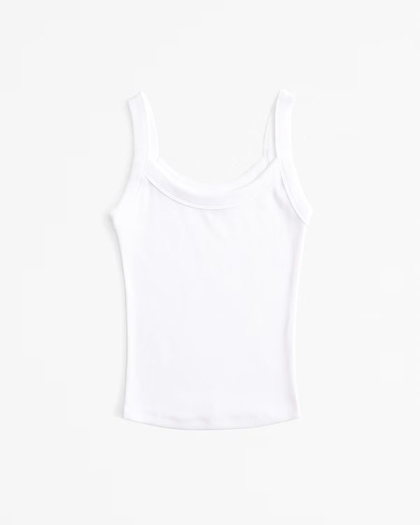 Essential Tuckable Straight-Neck Rib Tank | Abercrombie & Fitch (US)