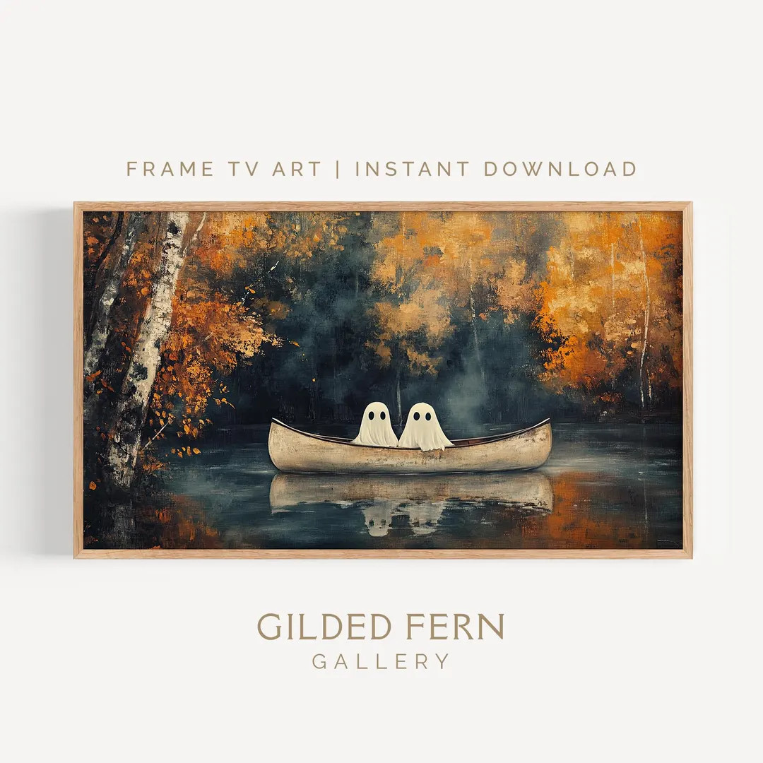 Ghosts in Canoe Frame TV Art: Whimsical Autumn Lake Screensaver (digital Download) - Etsy | Etsy (US)