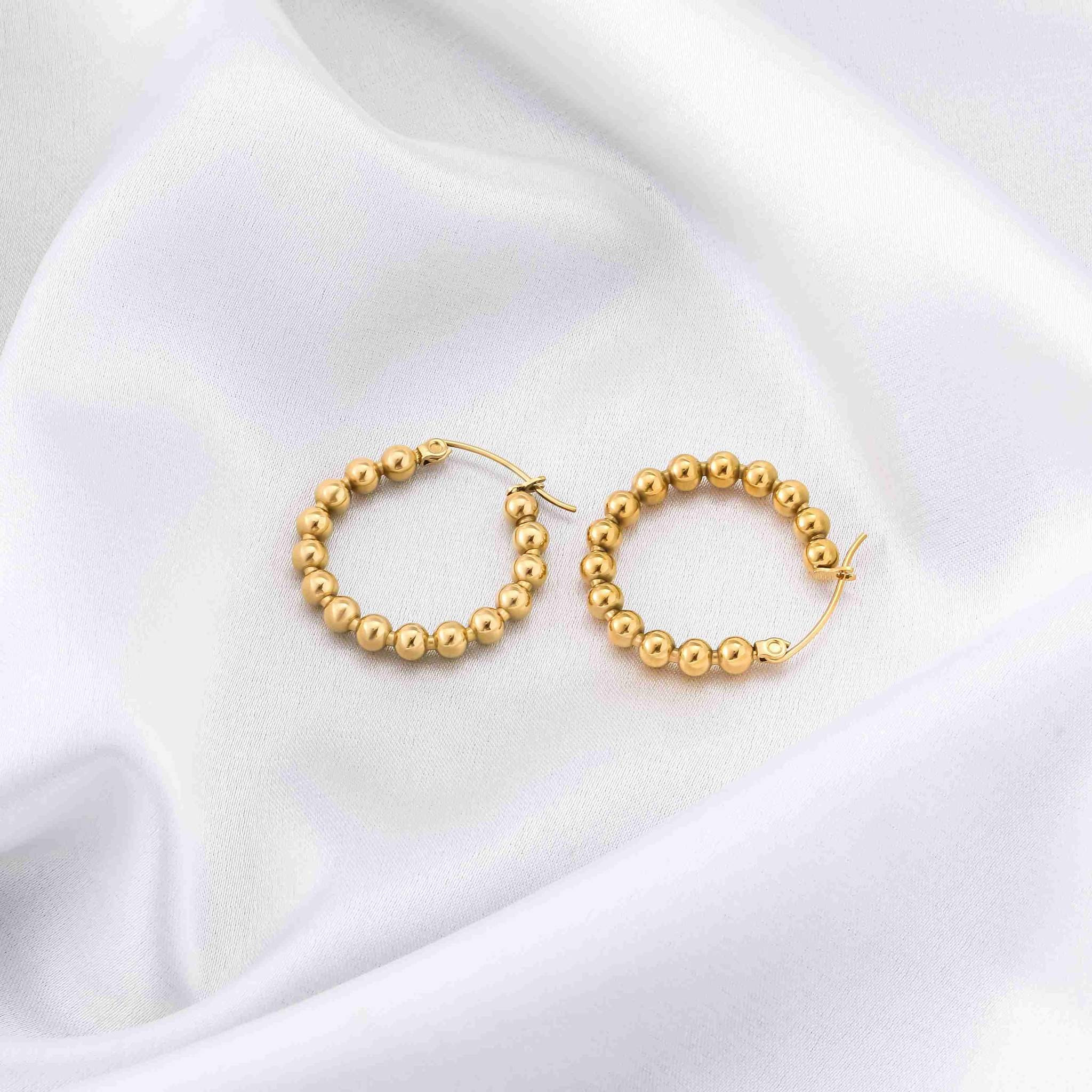 Daisy Gold Beaded Hoop EArrings | Victoria Emerson