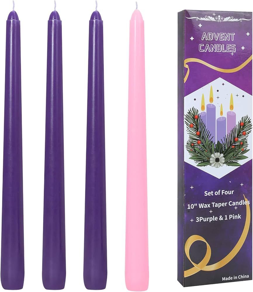 CLCYICEN 4 Pack Christmas 10in Unscented Advent Candles for Seasonal Celebrations, Holidays, Chur... | Amazon (US)