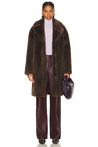 STAND STUDIO Camille Cocoon Coat in Ebony Brown | FWRD | FWRD 