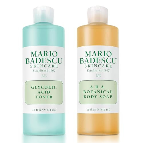 Mario Badescu Glycolic Acid Toner & AHA Botanical Body Soap Bundle – Exfoliating Body Wash & Skin Toner for Face and Personal Care – Refreshing, Hydrating, Smoothing Complete Skin Care Set | Amazon (US)
