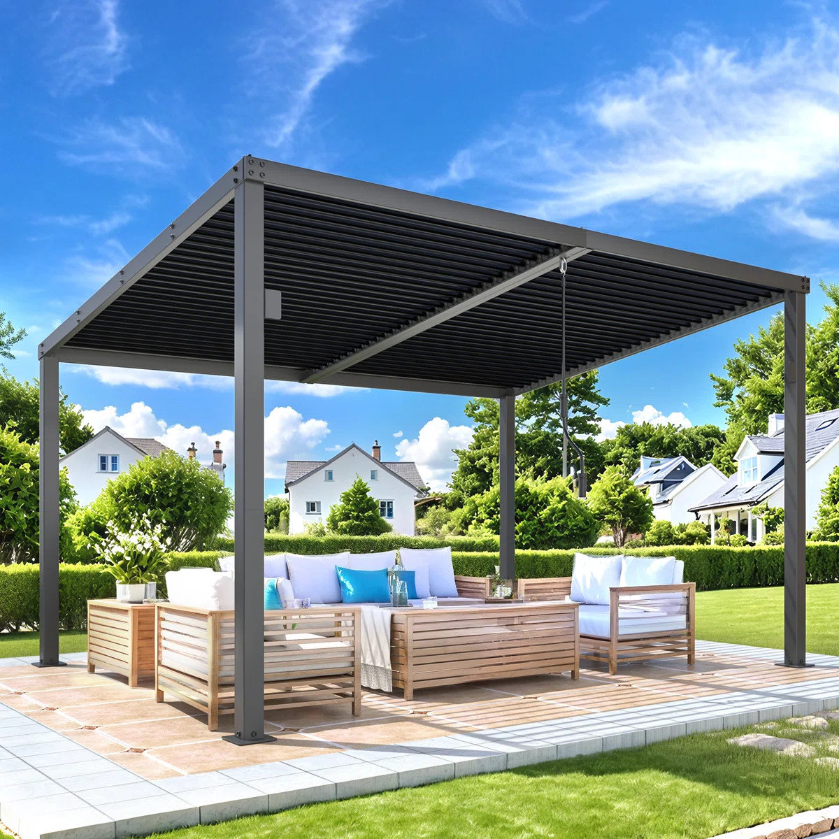 13' X 10' Outdoor Hardtop Louvered Gazebo Pergola | Wayfair North America
