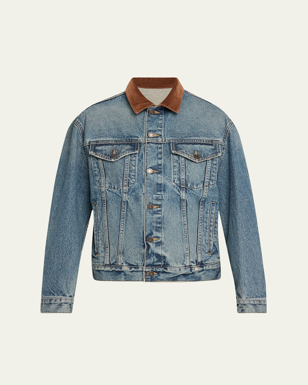 Chesney Corduroy-Collar Denim Jacket | Bergdorf Goodman