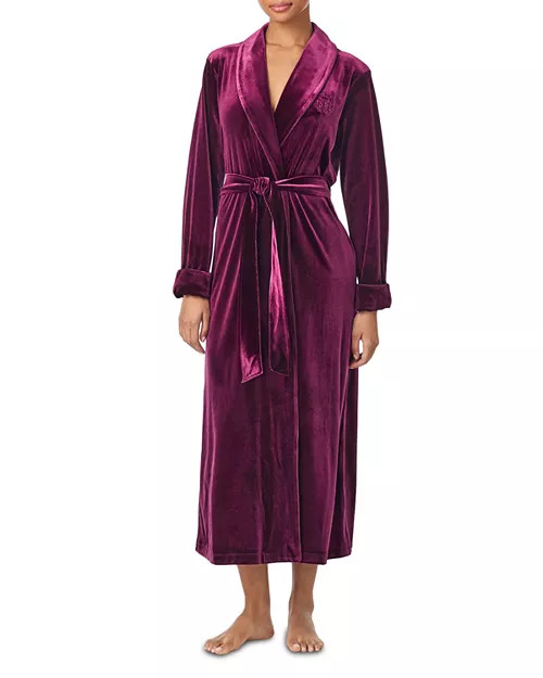 Long Sleeve Velvet Shawl Collar Long Robe | Bloomingdale's (US)