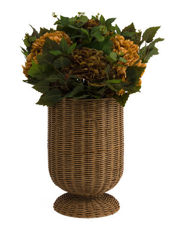 24in Realistic Faux Hydrangea In Woven Porch Pot | TJ Maxx