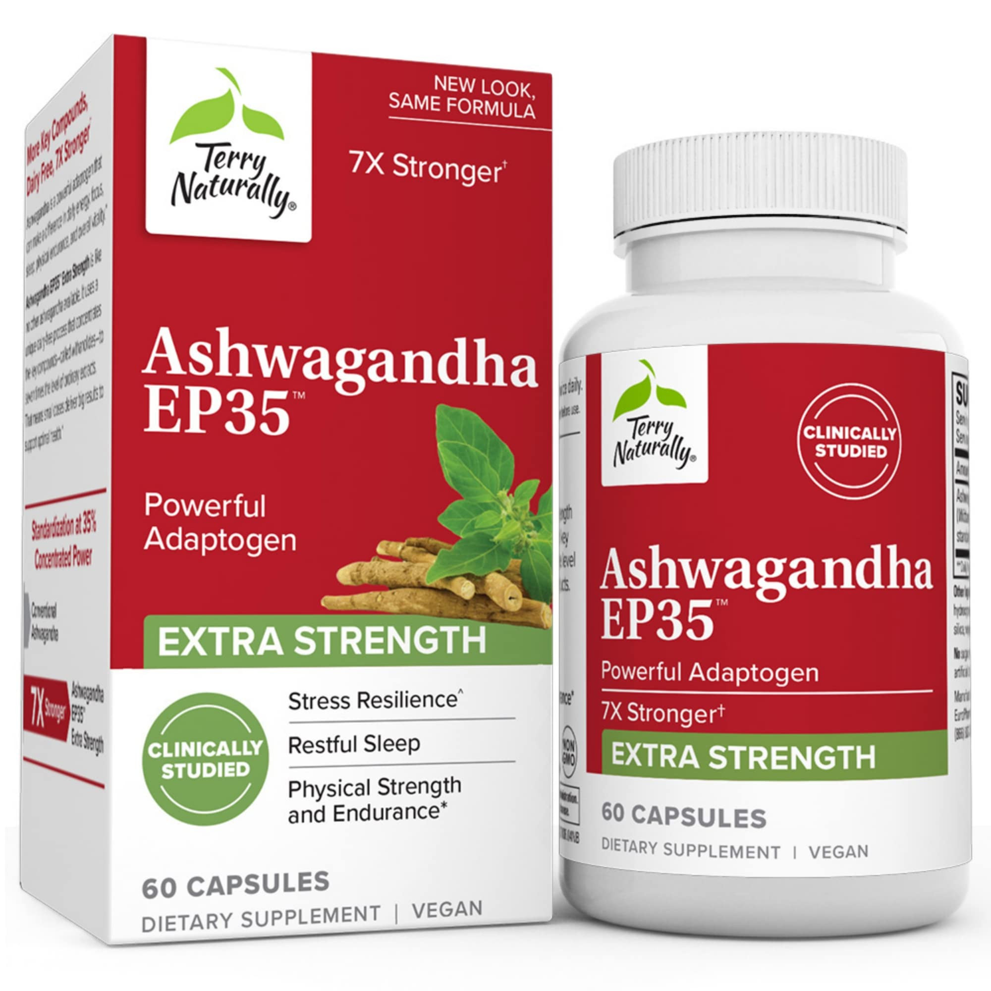 Terry Naturally Ashwagandha EP35 Extra Strength - 60 Capsules - Powerful Adaptogen - Non-GMO, Vegan - 60 Servings | Amazon (US)