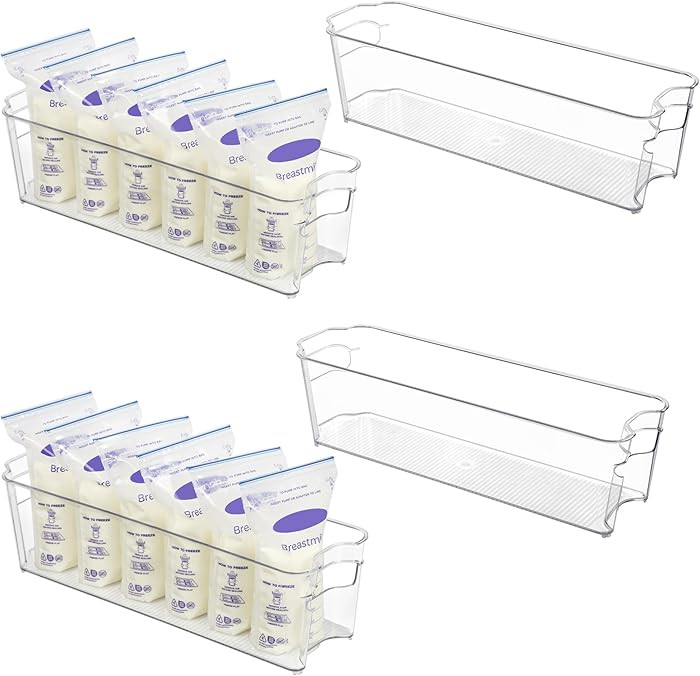 Vtopmart Breastmilk Storage Container 4PCS Set, Clear Freezer and Fridge Organizer Bins, Plastic ... | Amazon (US)