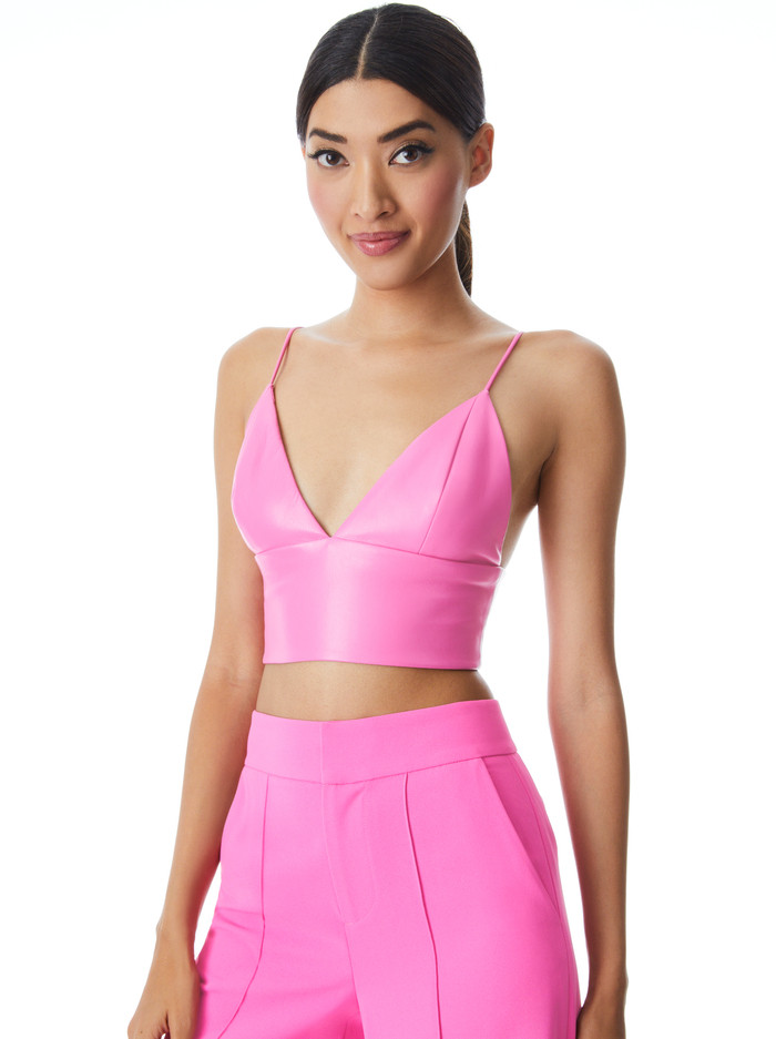 CARLI VEGAN LEATHER BRA TOP | Alice + Olivia