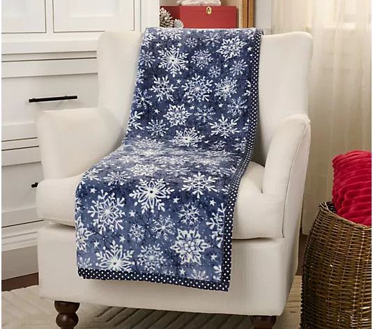 Kringle Express Oversized 60x80 Holiday Printed Throw w/ Trim - QVC.com | QVC