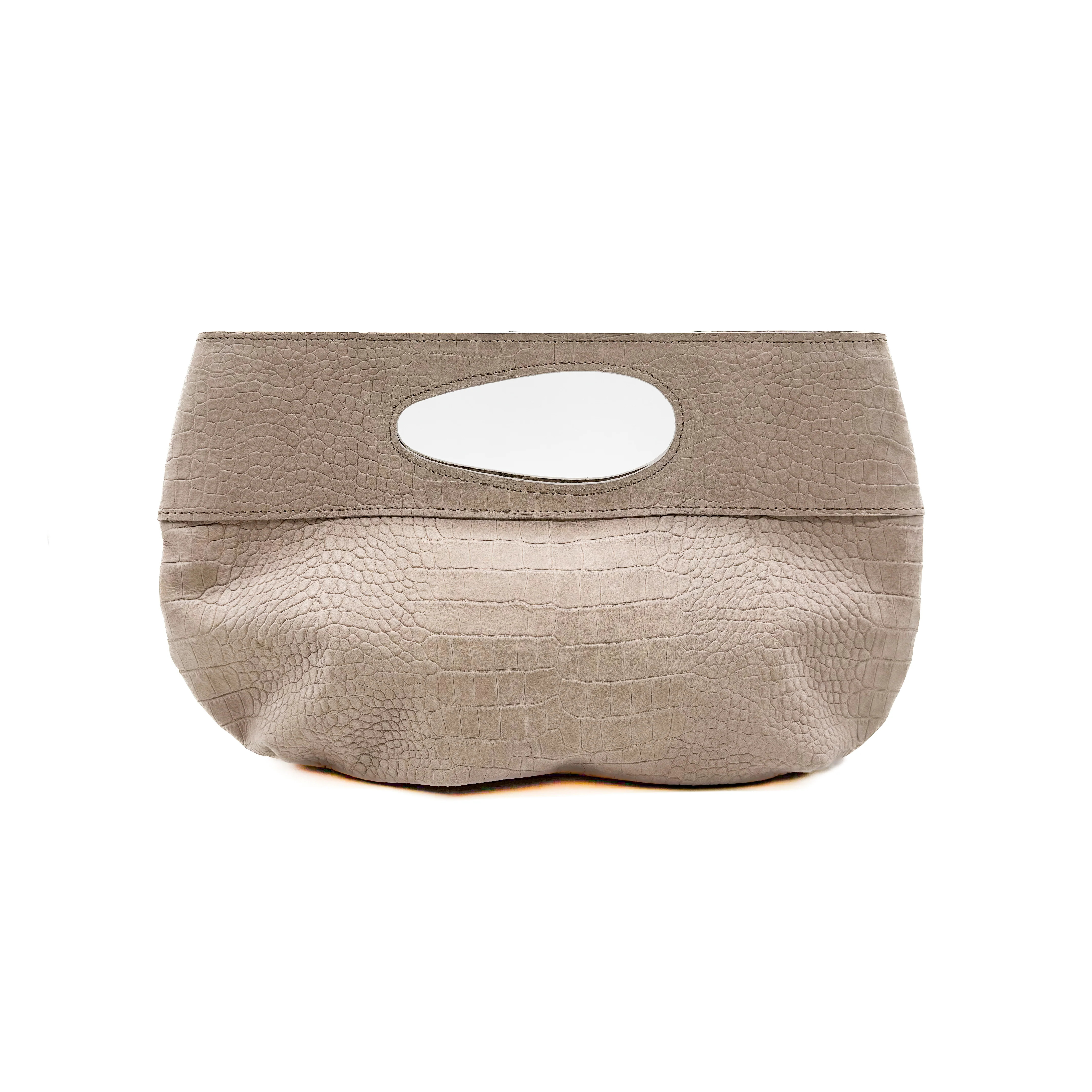 Kyla Clutch - Nubuck Sand Croc-Embossed | Streets Ahead Inc