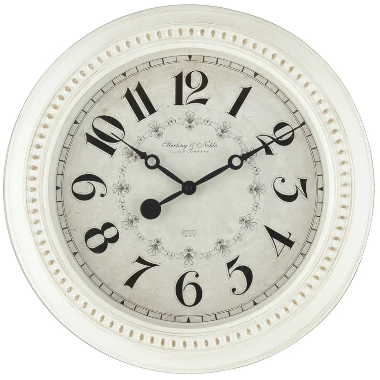 Mainstays Indoor 15.5" Antique White Arabic French Country Traditional Wall Clock | Walmart (US)