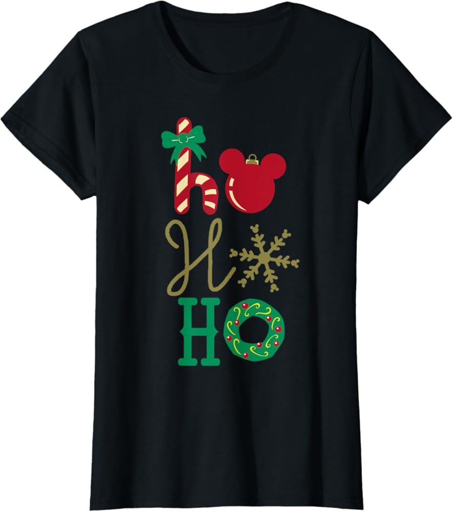 Disney Mickey Icon Ho Ho Ho Holiday T-Shirt | Amazon (US)