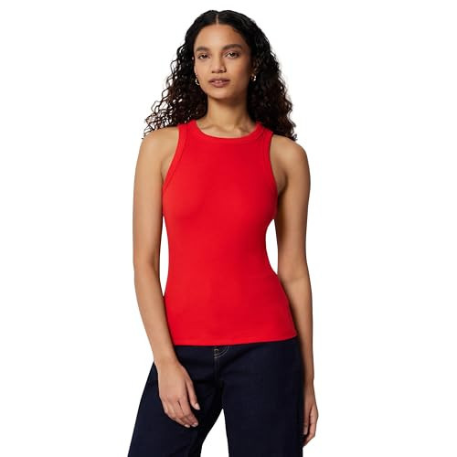 Amazon Essentials Women's Slim-Fit High Neck Ribbed Tank, Red, Large | Amazon (US)