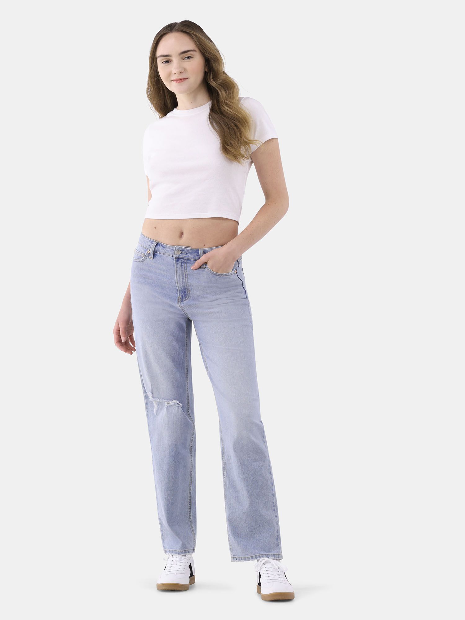 No Boundaries High Rise Straight Leg Jeans, Women's | Walmart (US)