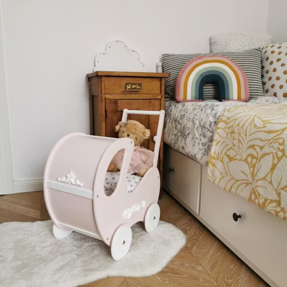 Handmade Wooden Dolls Pram Pink Retro | Etsy | Etsy (US)