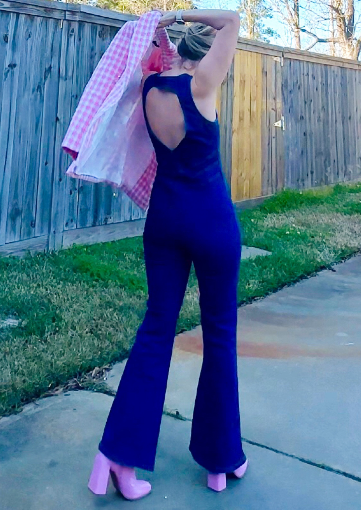 Denim & pink🩷 what a combo!

Jumpsuit, jumper, one piece, heart, cutout, open back, boot cut, zip up, denim, jean, boots, booties, pink, jacket, blazer, oversized, tweed, platform, 



#LTKShoeCrush #LTKSpring #LTKFindsUnder100