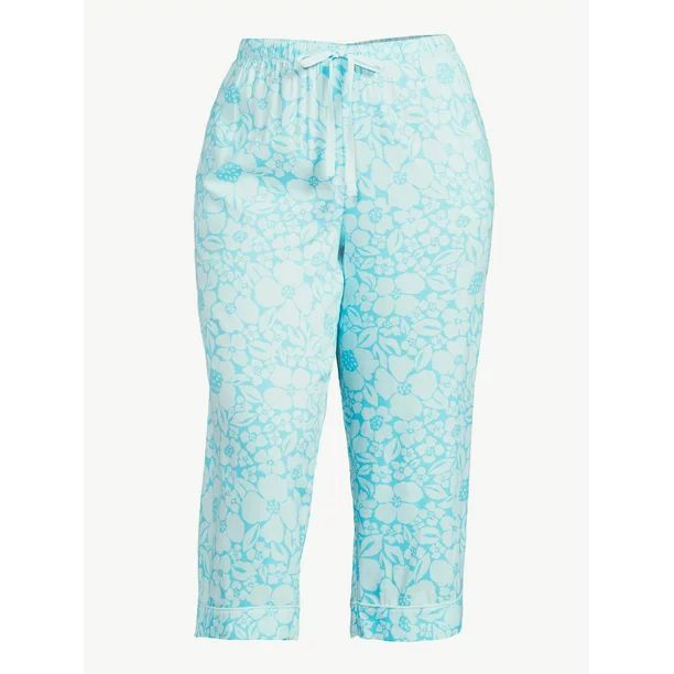 Joyspun Women's Twill Cropped Sleep Pants, Sizes S to 3X | Walmart (US)