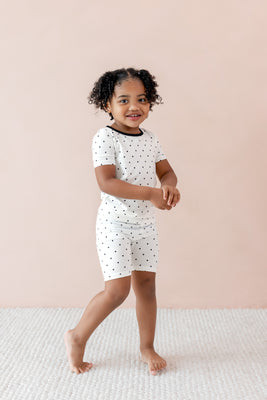 Short Sleeve Pajamas in Midnight Polka Dot | Kyte Baby