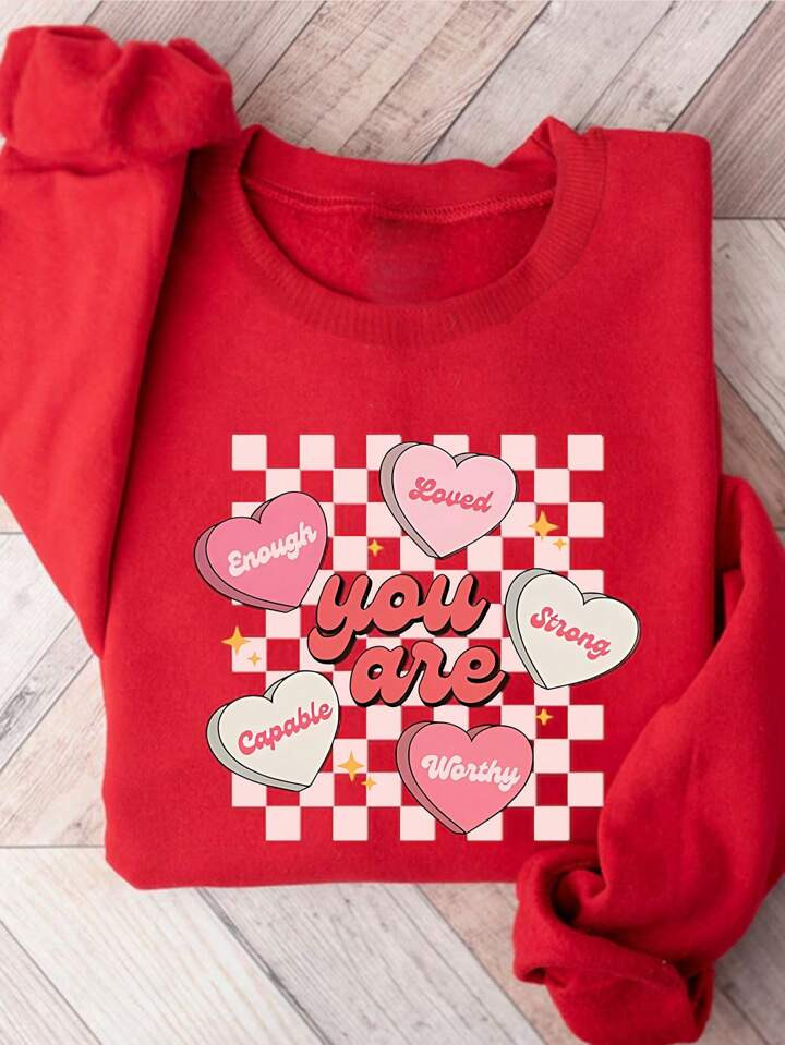 SHEIN MOOSTA Valentine's Day Retro Heart Sweatshirt, Casual Valentine's Gift | SHEIN